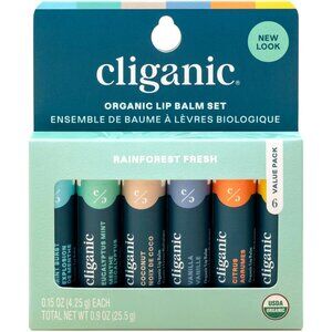 6pc Organic Lip Balm Set, Family Pack Summer Holiday Travel Gift